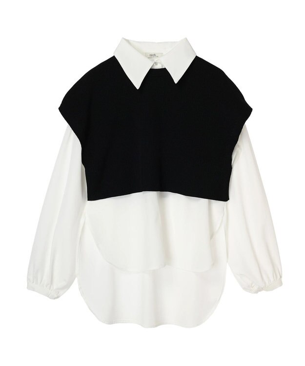 earth music&ecology ＳＥＴ２点ニットベスト＋シャツ Black