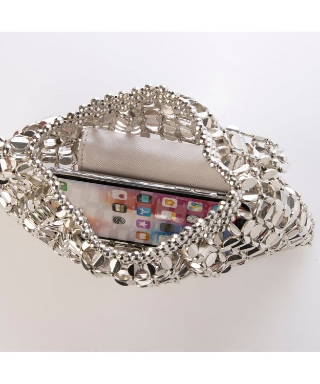 UNBILLION カシュカシュ cachecache / メタリック竹ビーズ手提げバッグ シルバー