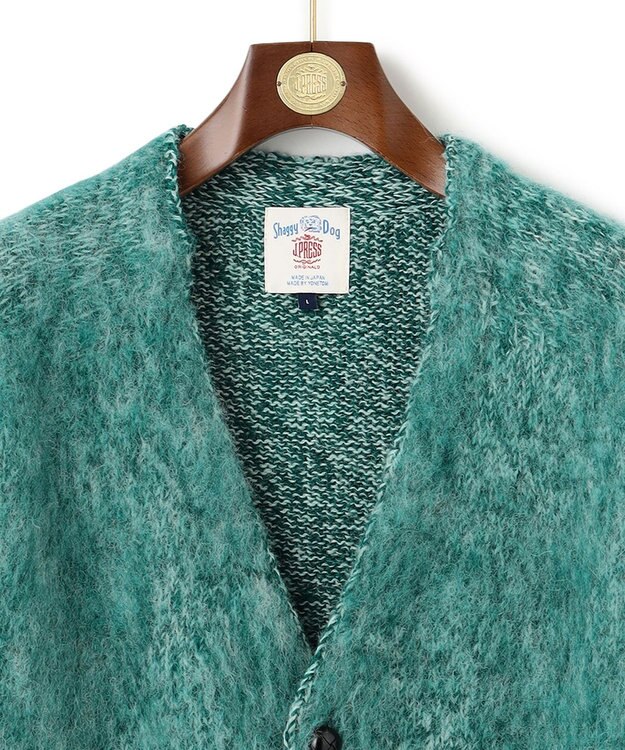 J.PRESS MEN 【J.PRESS ORIGINALS】SHETLAND WOOL SHAGGY MOULINET COLOR SADLE CARDIGAN / JAPAN MADE グリーン系