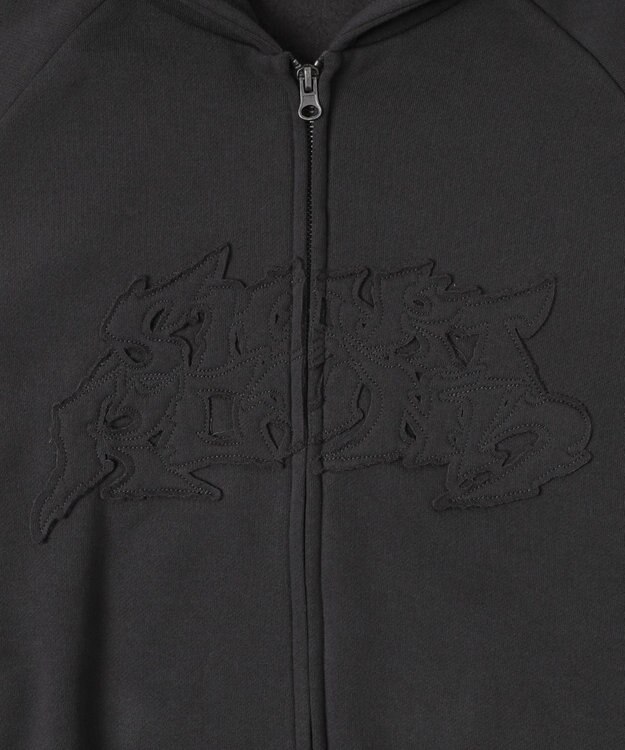 WEGO 【ユニセックス着用ITEM】ダメージアップリケレイヤードZIPパーカー スミクロ