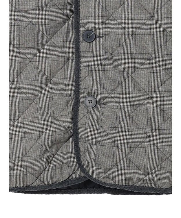 Green Parks キルティングノーカラーブルゾン Check