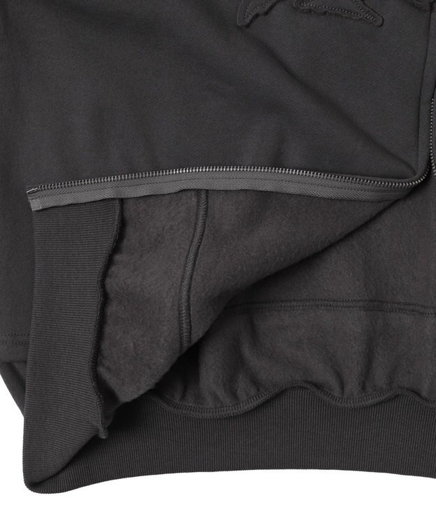 WEGO 【ユニセックス着用ITEM】ダメージアップリケレイヤードZIPパーカー スミクロ