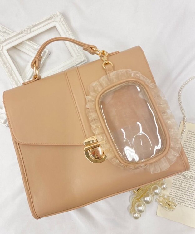 WEGO 【痛バ＆推し活グッズ】レターフラップ痛ショルダー ベージュ