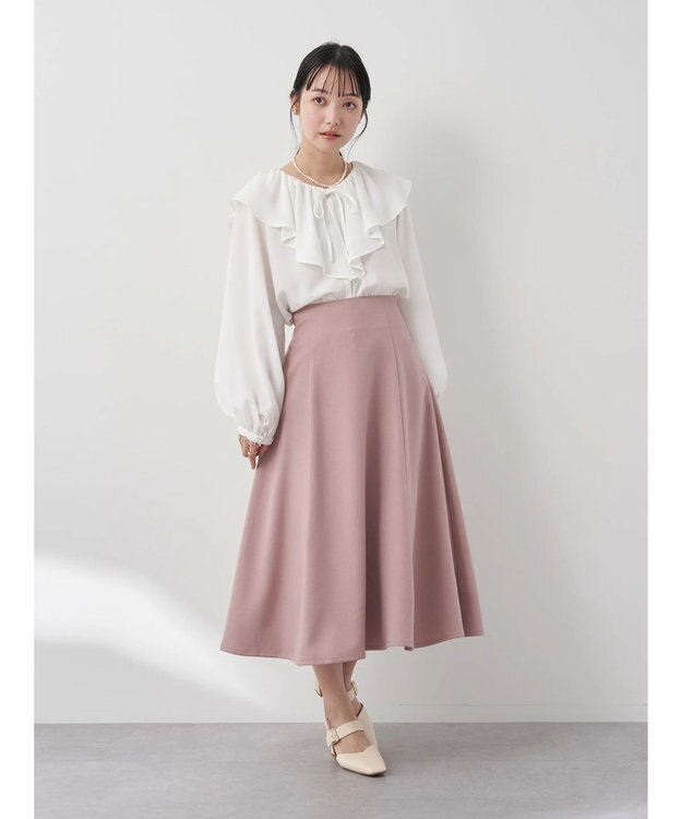 earth music&ecology ラッフルカラーブラウス Off White