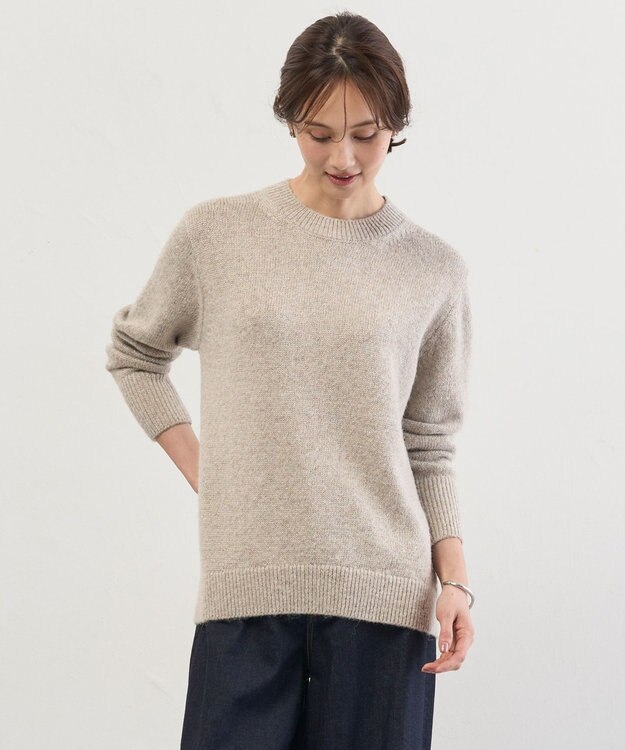 J.PRESS LADIES MIX COLOR クルーネック ニット ベージュミックス系