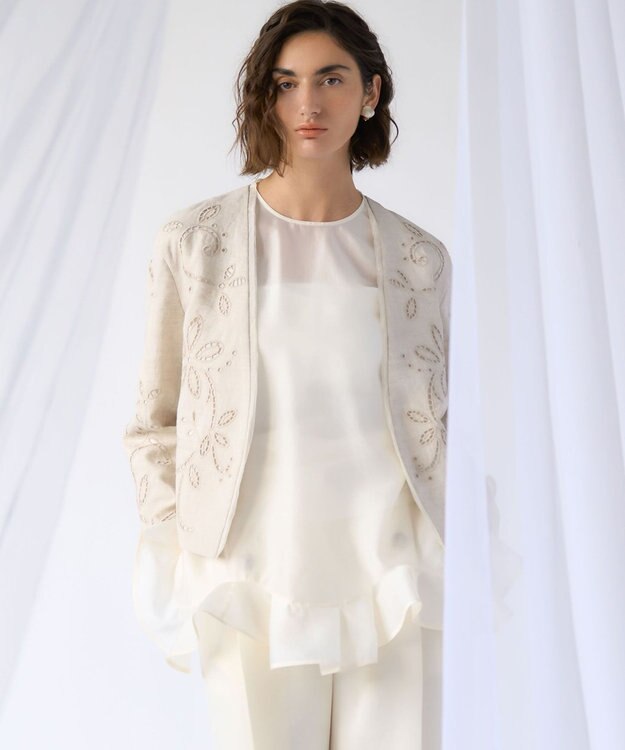 23区 【GOLD LABEL】オーガンジー ラッフルヘム ブラウス