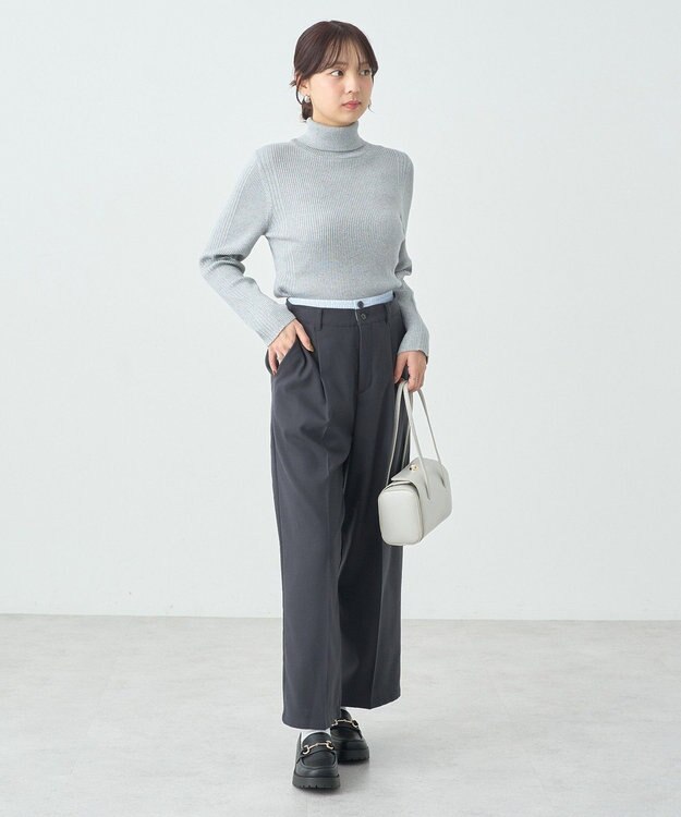 earth music&ecology ラメタートルネックニットプルオーバー Silver