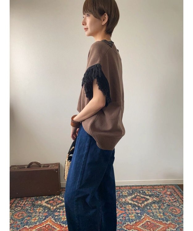 Green Parks フリンジベスト Brown