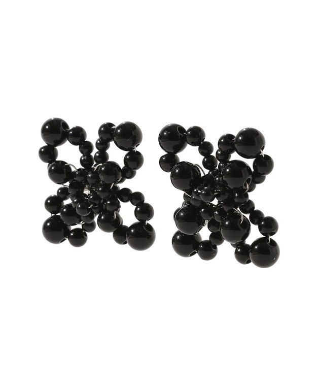 earth music&ecology パールフラワーピアス Black