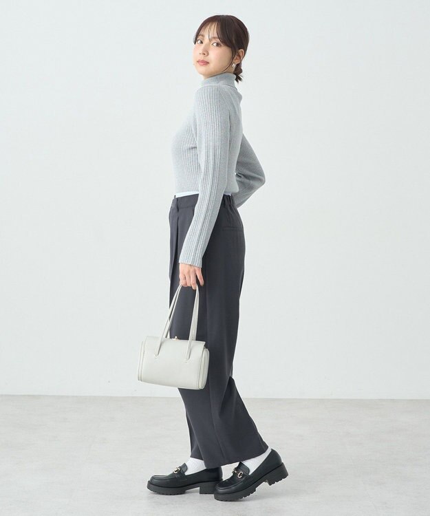 earth music&ecology ラメタートルネックニットプルオーバー Silver