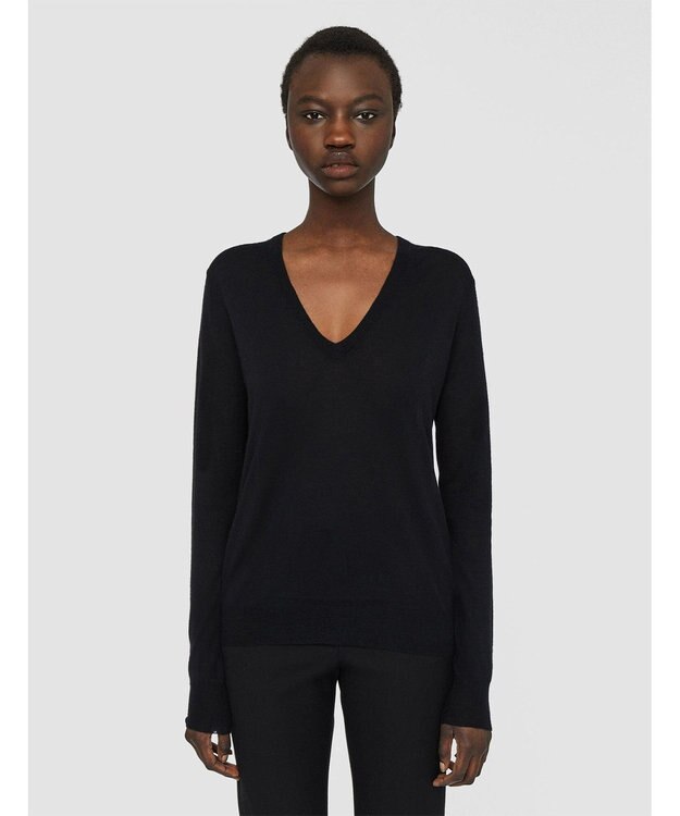 JOSEPH 【FOUNDATIONS】【洗える】キャッシュエアー　Vネックニット Black