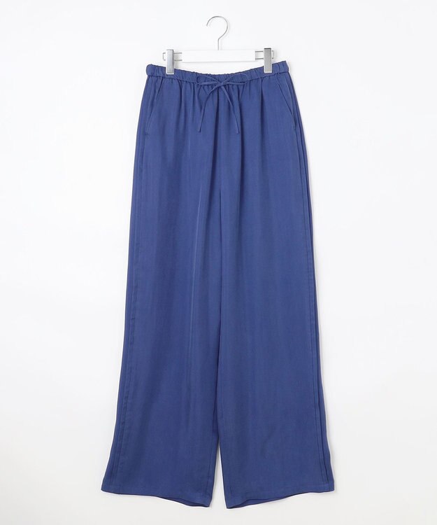 23区 【SLOW/一部店舗限定】キュプラフィブリルクロス サイドライン ワイドパンツ ブルー系