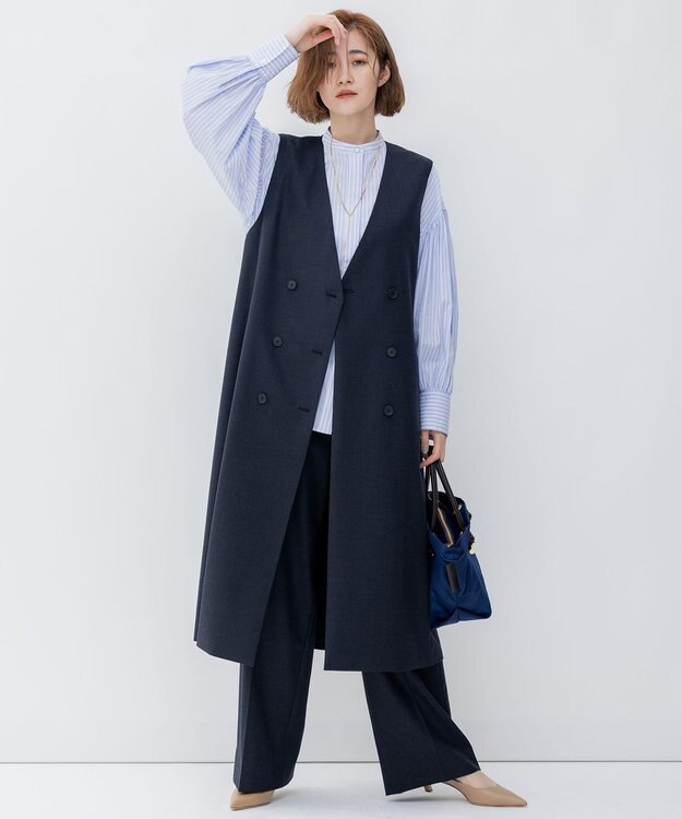 23区 L ウーステッドウールツイル マリン パンツ グレー系