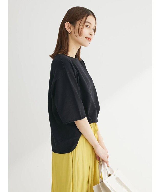 Green Parks 洗える　ニットＴシャツ Black