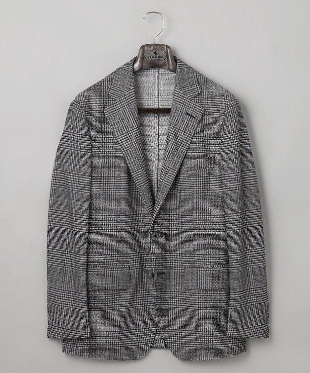 GOTAIRIKU 新柄【吸水速乾/ウォッシャブル】ノルマンディーリネン カーディガンジャケット＿グレンチェック柄 ブラック系4