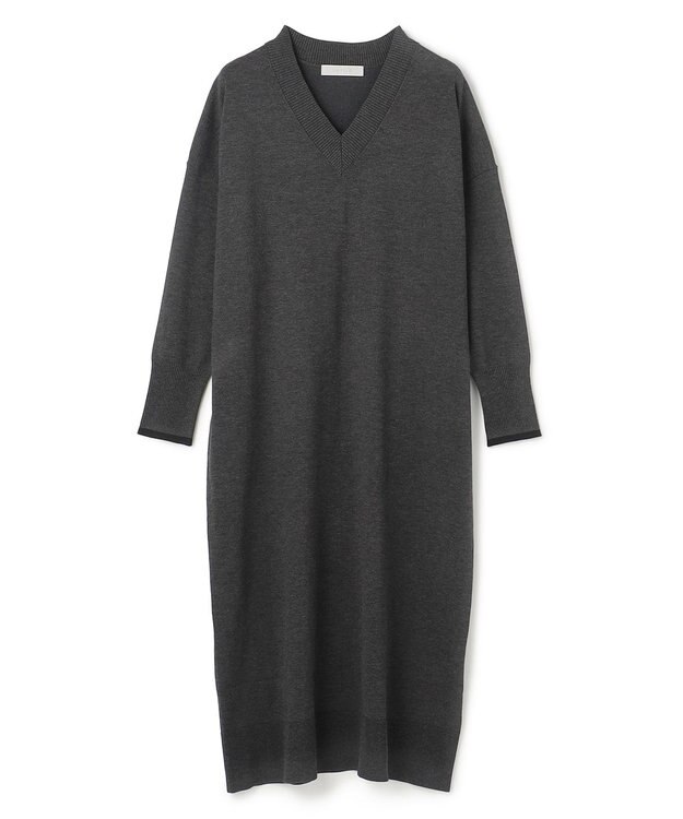 UNFILO 【野呂佳代さん着用】マイビューティニット Ｖネックワンピース チャコール