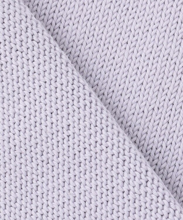 自由区 【XSサイズ～/洗える】コットンブレンドコード Vネックニット ライラック系