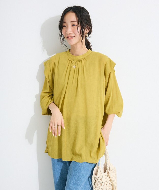 CRAFT STANDARD BOUTIQUE ヴィンテージボイルショルダータックブラウス Yellow