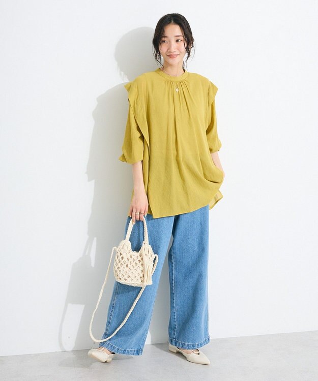 CRAFT STANDARD BOUTIQUE ヴィンテージボイルショルダータックブラウス Yellow