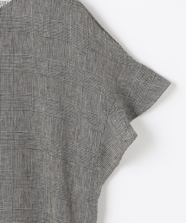 ANY 【洗える】ライトリネンクロスフレアスリーブ ブラウス グレンチェック