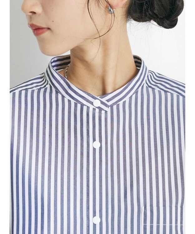 CRAFT STANDARD BOUTIQUE プランサーボタンシャツワンピース Stripe Black