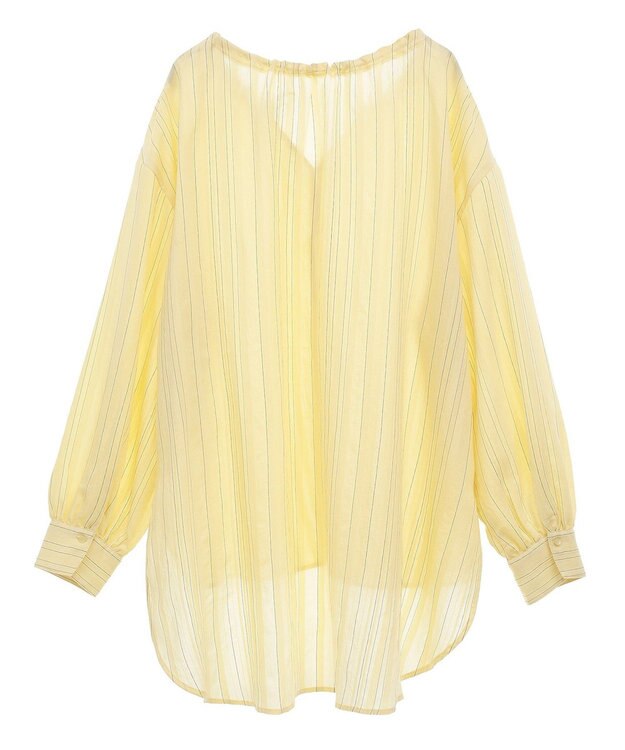 Green Parks ドロストネックシアーストライプチュニック Yellow