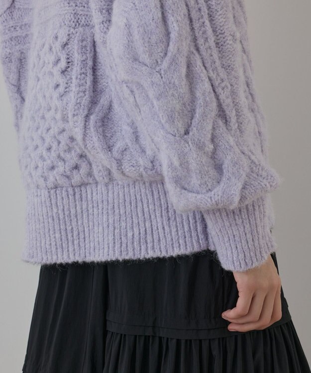 GRACE CONTINENTAL ヘアリーニットコクーンジャケット ラベンダー