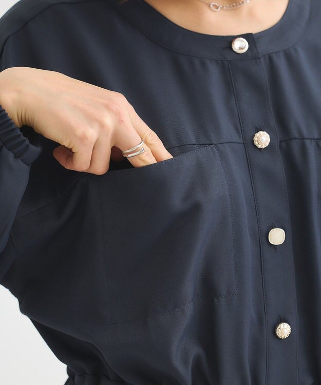 Green Parks ・ＥＬＥＮＣＡＲＥ　ＤＵＥ　イロイロ釦ワンピース Navy