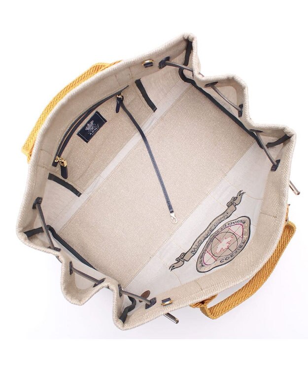 A.D.M.J. 【ファブリック】リネンラメクロス/前金具付トート32cm(Dカン＋)リネンラメクロス/前金具付トート40cm(Dカン＋) GOLD