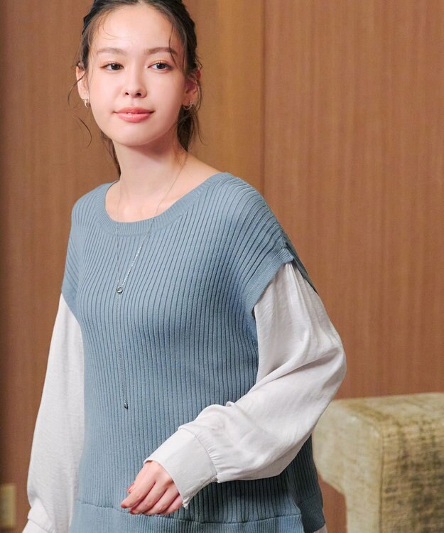 Tiaclasse ベストドッキングトップス ブルー×グレー