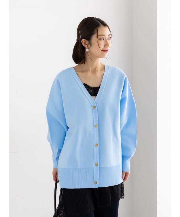 Te chichi コクーンVネックカーディガン サックスブルー