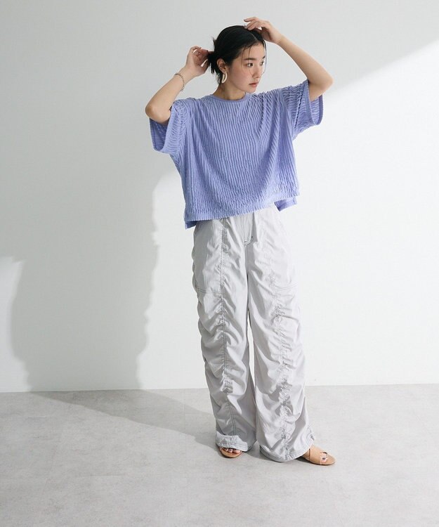 Green Parks ５分袖フリルカットプルオーバー Purple