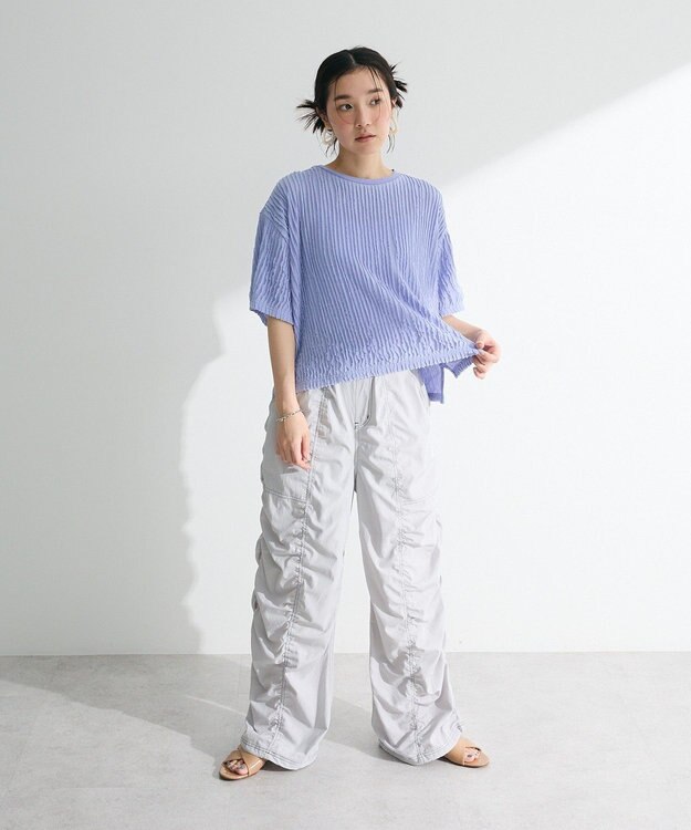 Green Parks ５分袖フリルカットプルオーバー Purple