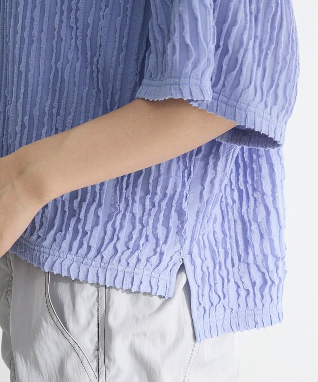 Green Parks ５分袖フリルカットプルオーバー Purple