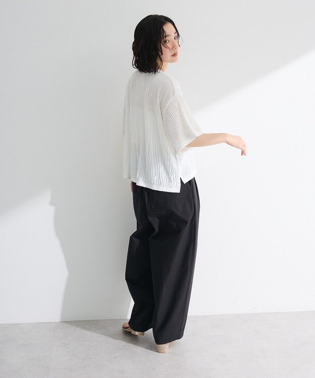 Green Parks ５分袖フリルカットプルオーバー Ecru