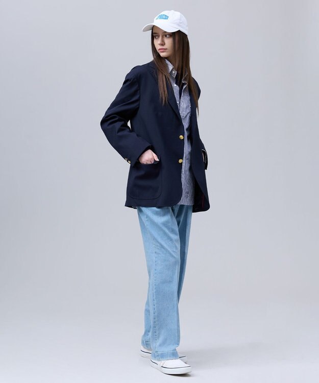 J.PRESS MEN 【J.PRESS ORIGINALS】【UNISEX】Wool Polyester Stretch Toropical 3B Blazer / Baggy Fit ネイビー系