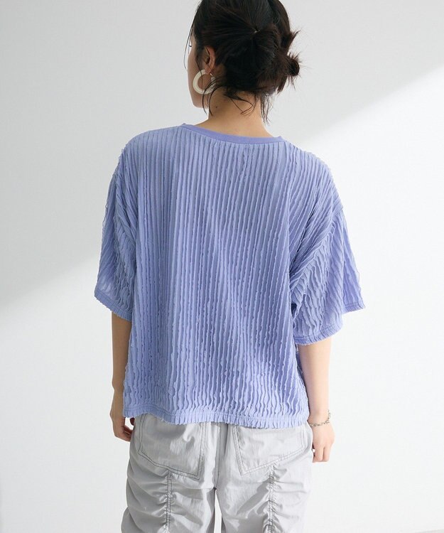 Green Parks ５分袖フリルカットプルオーバー Purple