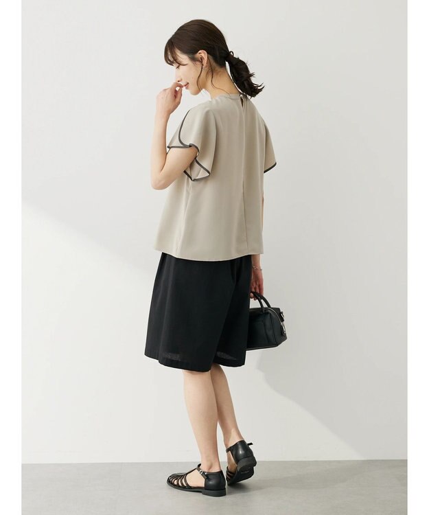 Green Parks 綿麻混ハーフパンツ Black