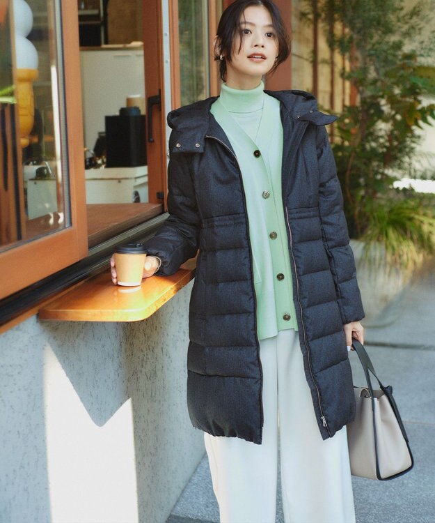 組曲 T/Rツイルストレッチ ワイドパンツ アイボリー系