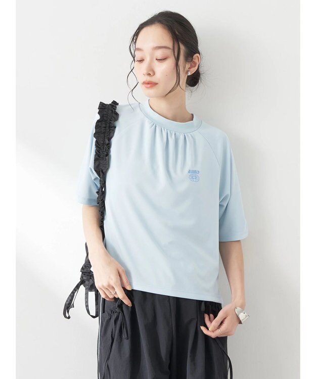 earth music&ecology スポーティー刺繍ロゴＴ Light Blue