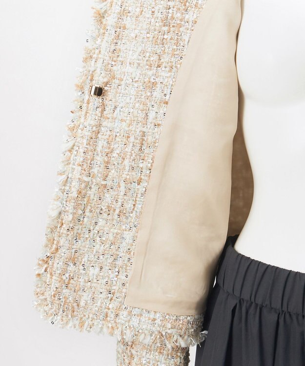 23区 【GOLD LABEL】スパングルMIXツイード ショートジャケット ベージュ