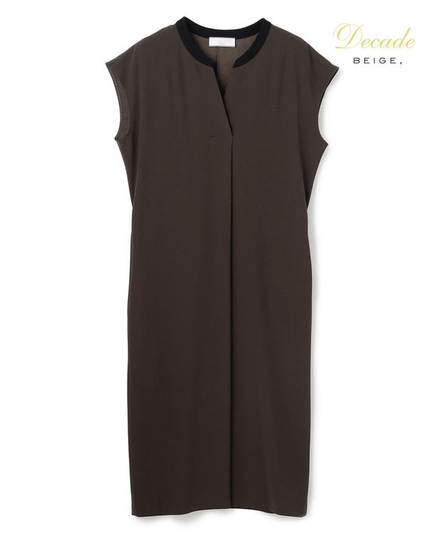 BEIGE， 【セットアップ対応】CINDY / 配色ネック フレンチドレス Brown ×Black