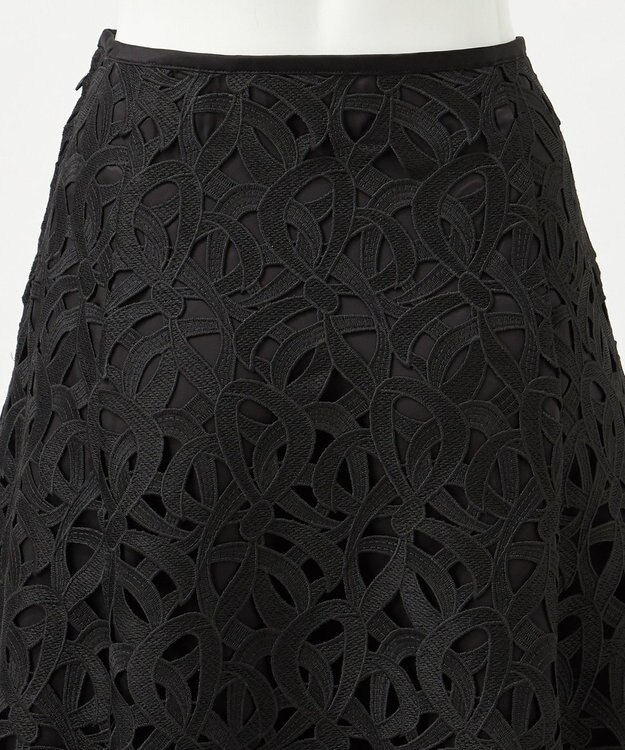 23区 L 【エステータ】ジオメトリックレース スカート ブラック系