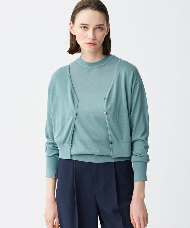 uncrave シアー ニットプルオーバー アッシュブルー