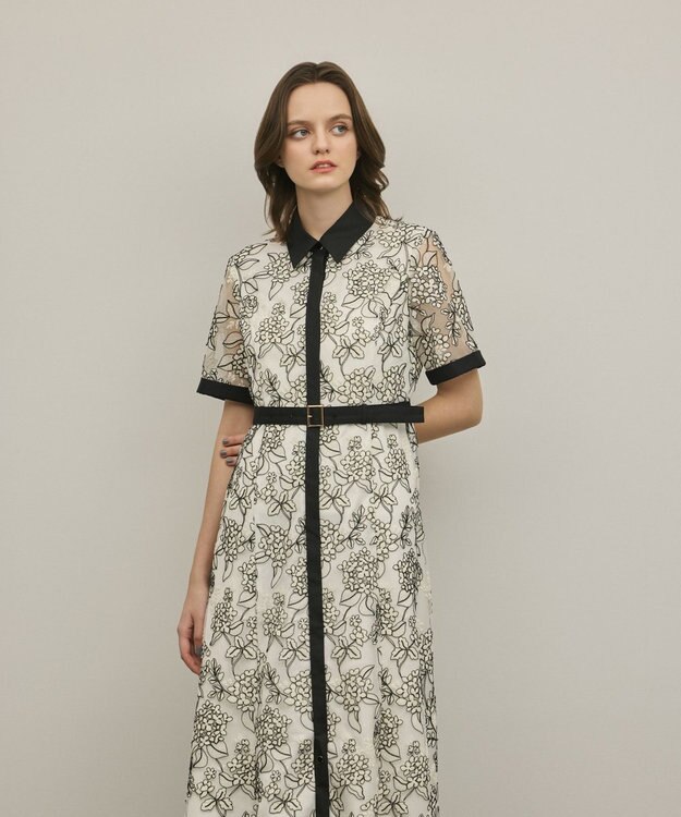 GRACE CONTINENTAL フラワーコード刺繍ワンピース キナリ