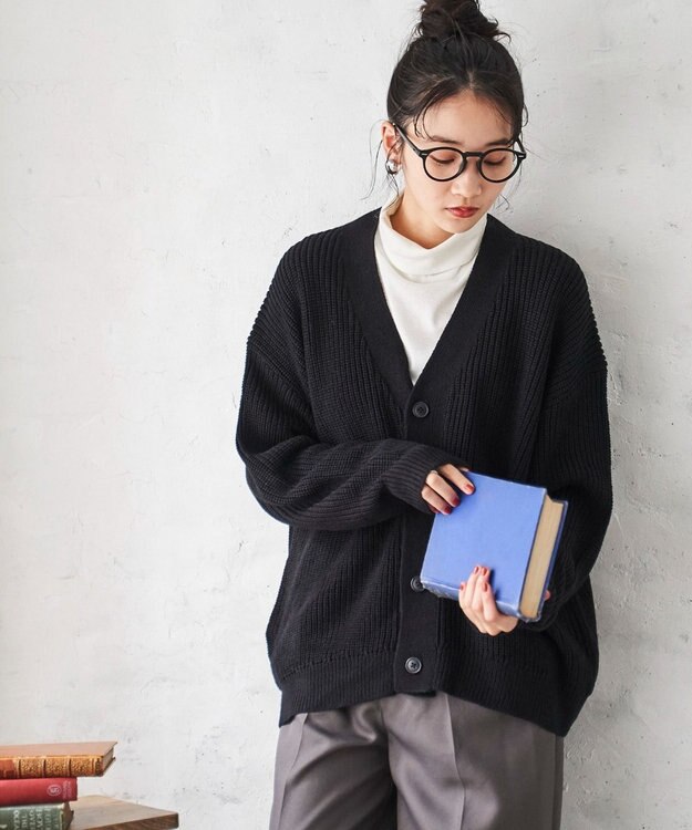 WEGO オーバーフィットカーディガン ブラック