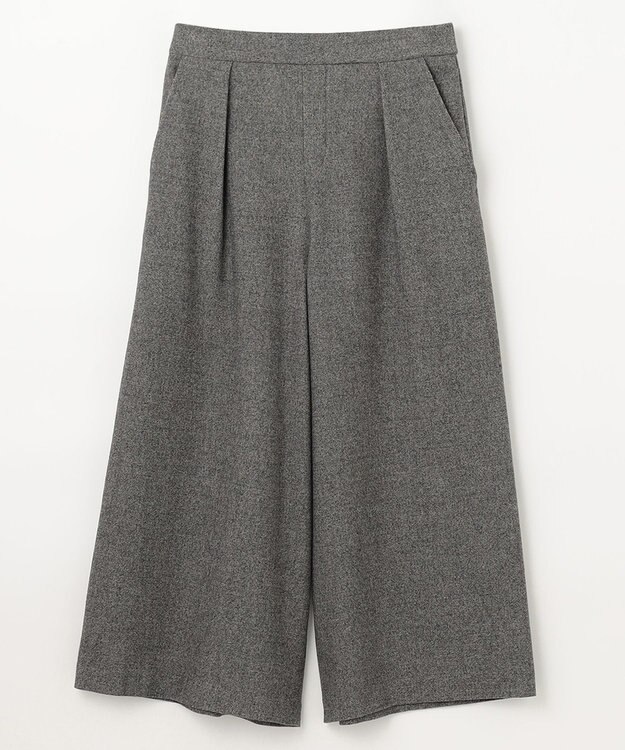 ANY 【洗濯機可能/ウエストゴム】ライトツイード ワイドパンツ ライトグレー