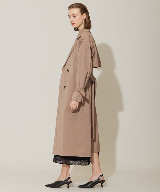 ICB 【撥水加工】 メモリーストレッチタフタ トレンチコート アンバーベージュ系