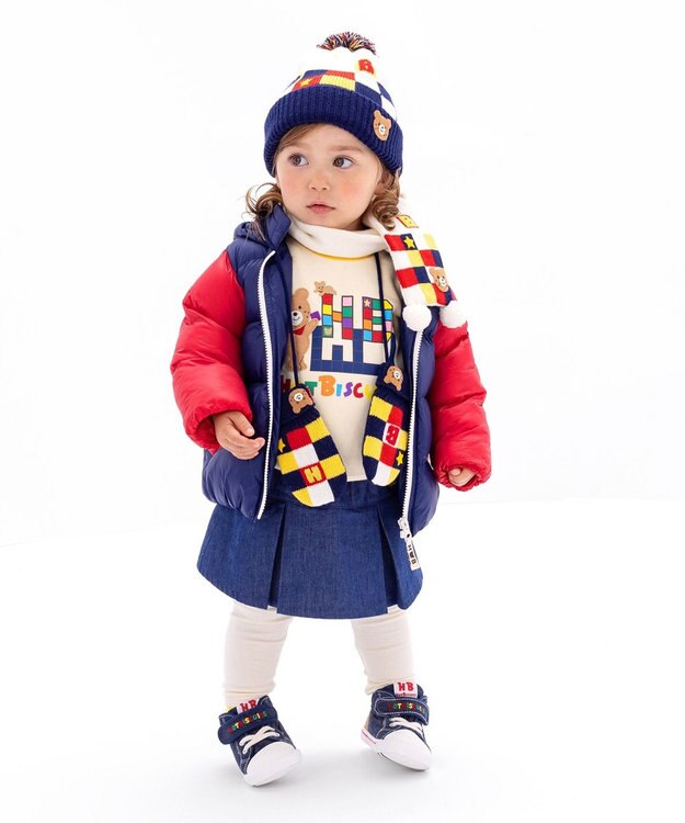 MIKI HOUSE HOT BISCUITS 【80-120cm】 カラフルブロック 裏毛パイル素材 トレーナー 白