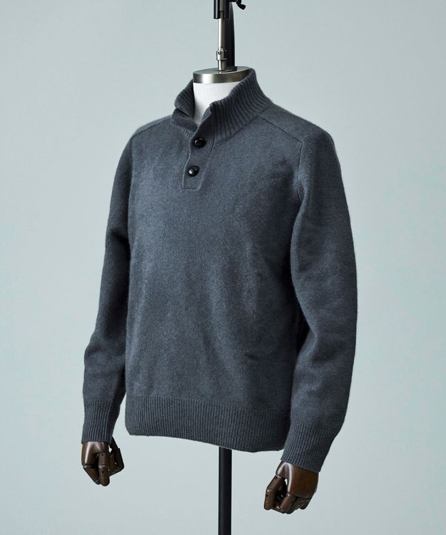 J.PRESS MEN 【カシミア100%使用】カシミヤリブモックネック ニット グレー系